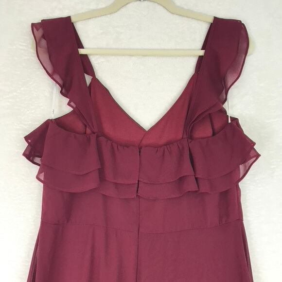 Lulus Dress Large Burgundy Adorning Glances Ruffles Resort Wedding Formal READ - Picture 7 of 16